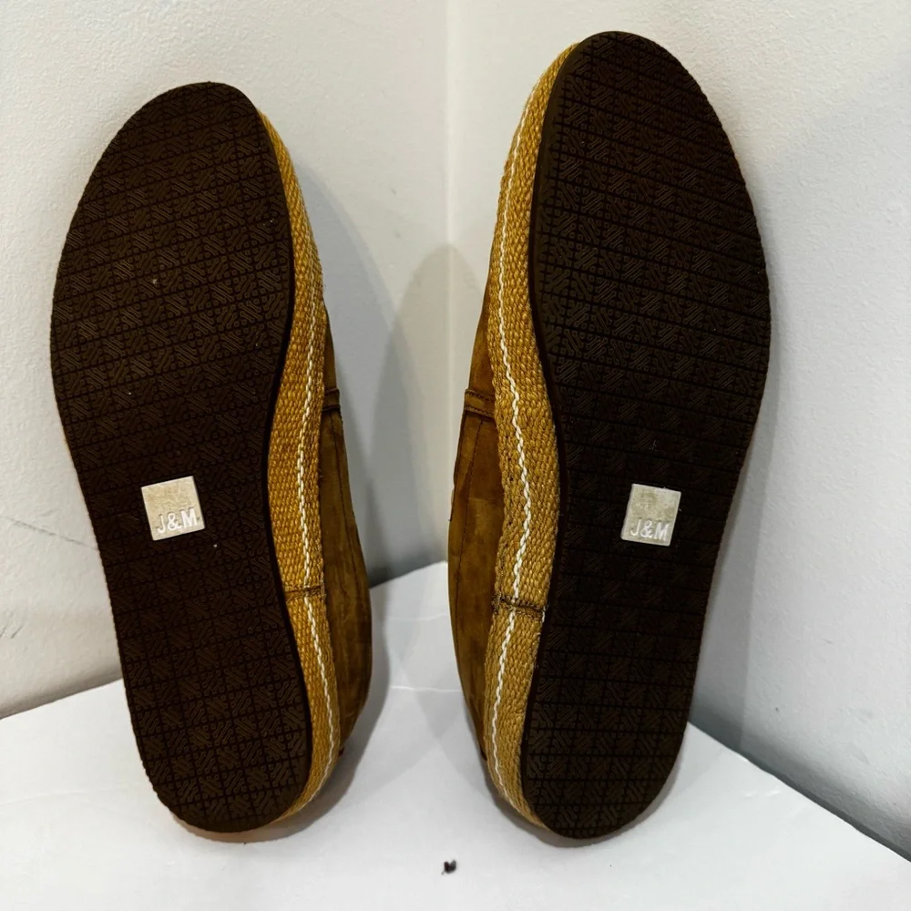 J&M Classic Suede Tan Coastal Espadrille Slip-On Loafers size 8.5